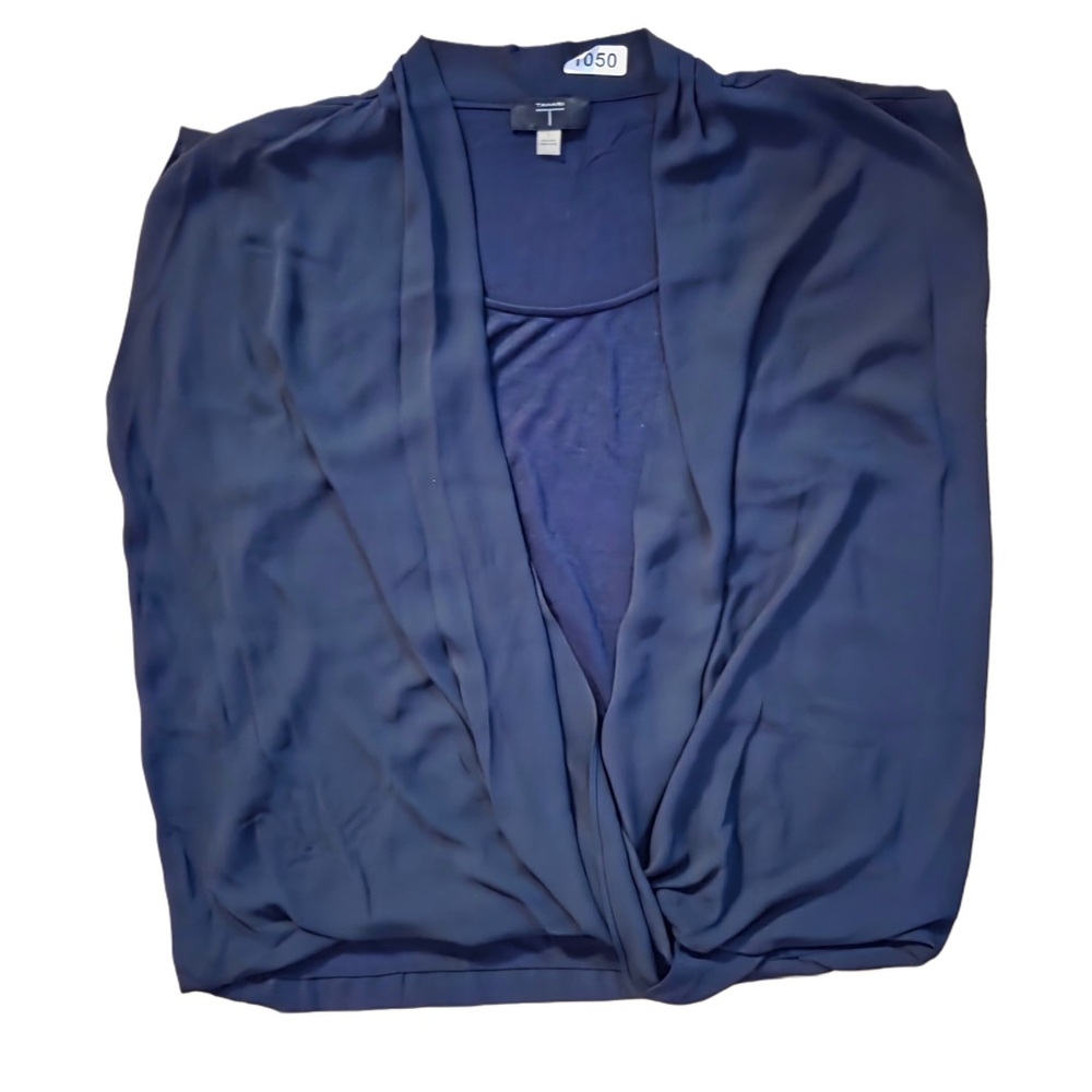 Navy Blue Sleeveless Cowl Neck Draped Blouse!